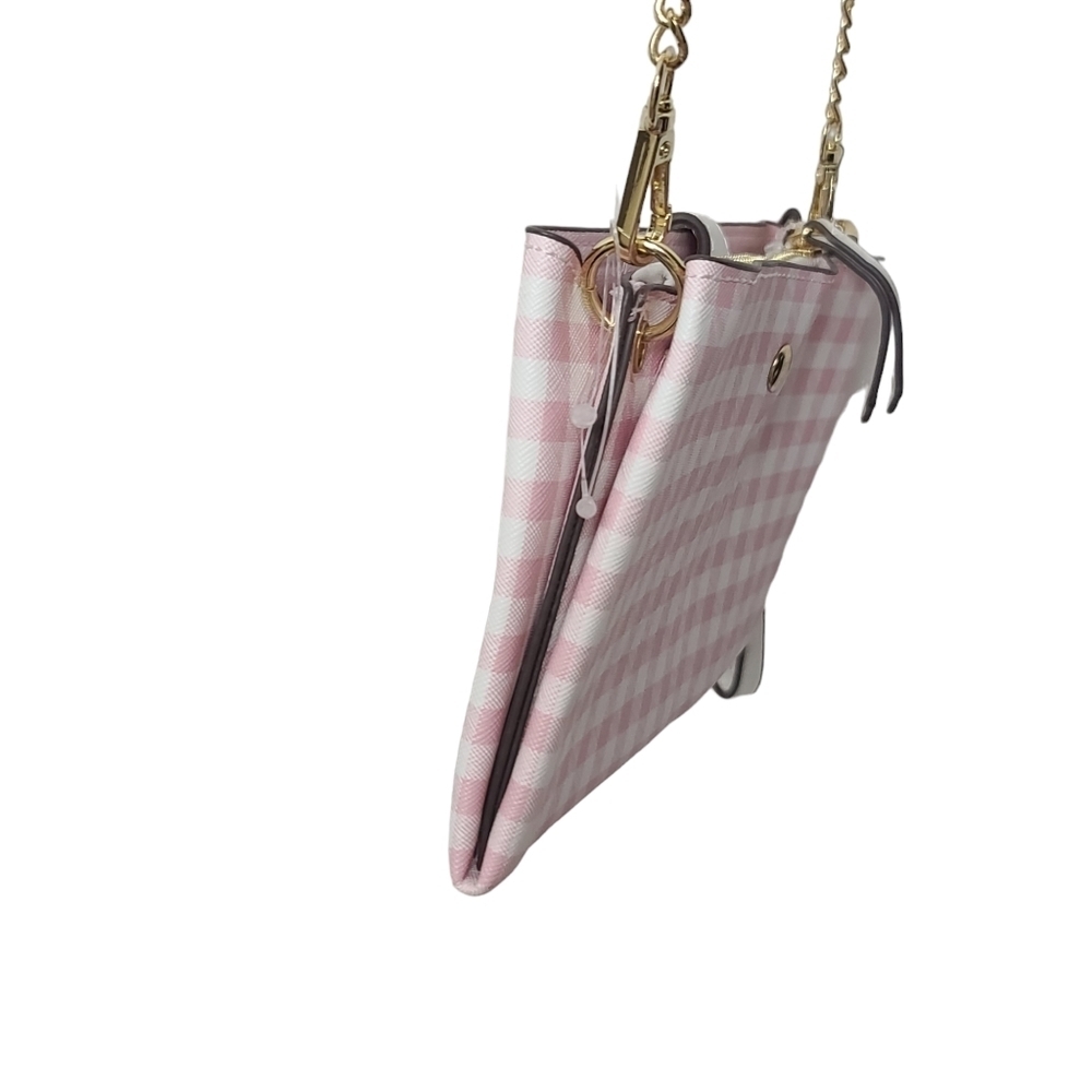 Nanette Lepore Plaid Pink White Crossbody Wristlet Bag - Picture 3 of 12